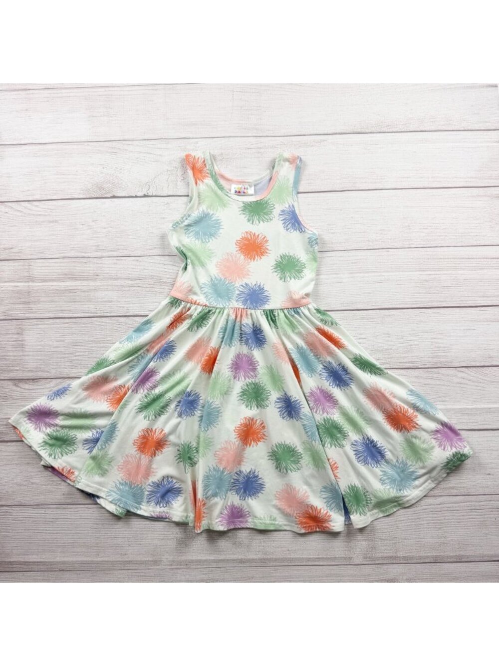 Dot Dot Smile DDS Girls Twirl Dress Rainbow Firework Sleeveless Stretch 7